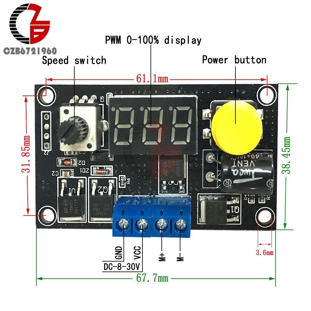 16 Khz Dc 6V-30V 8A Pwm Dc Motor Speed Controller Regulator Gouverneur 12V 24V digitale Led Display Verstelbare Speed Control Switch