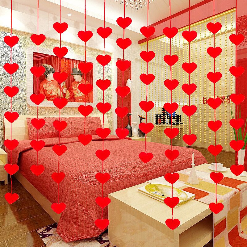 16 Hearts With Rope Romantic Wedding Decoration Marriage Room Layout DIY Garland Love Curtain Wedding Supplies