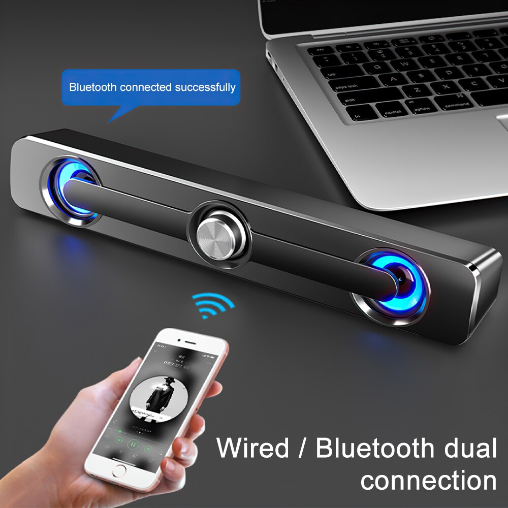 Wireless Computer Speakers 3D Surround Soundbar Bluetooth 5.0 Speaker Subwoofer Sound bar for Laptop PC Theater TV Aux 3.5mm