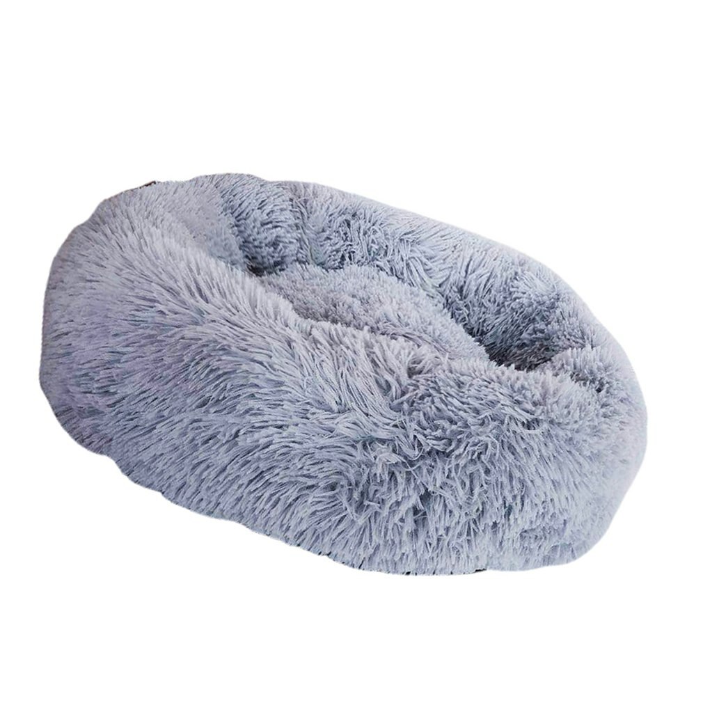 Super Soft Dog Bed Washable long plush Dog Kennel Deep Sleep Dog House Velvet Mats Sofa For Dog Chihuahua Dog Basket Pet Bed: light grey / 80CM