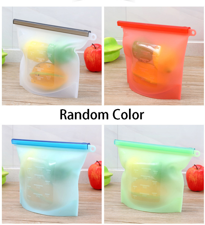 Eco Friendly Packaging Bags Reusable Silicone Foodfor Business Plastic Storage Airtight Leak-Proof Snack