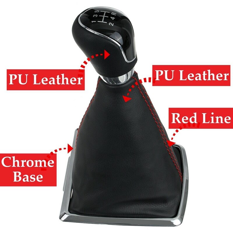 5 Speed Gear Stick Shift Knob&Dust Boot Cover for Ford Focus MK2 2005