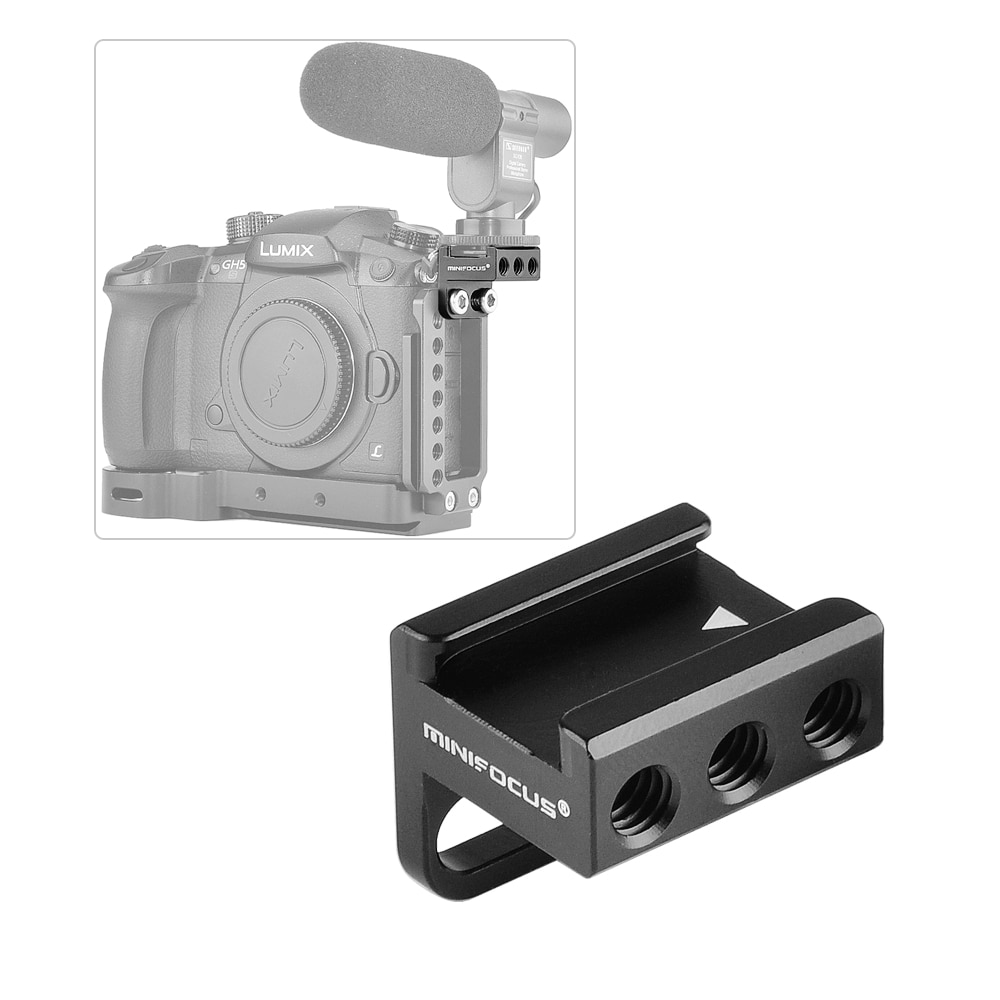 Camera Cold Shoe Mount Adapter 90 degree Angled for DSLR Camera Rig Attach to Side Cage Camera Handle L Plate with 1/4" Screws