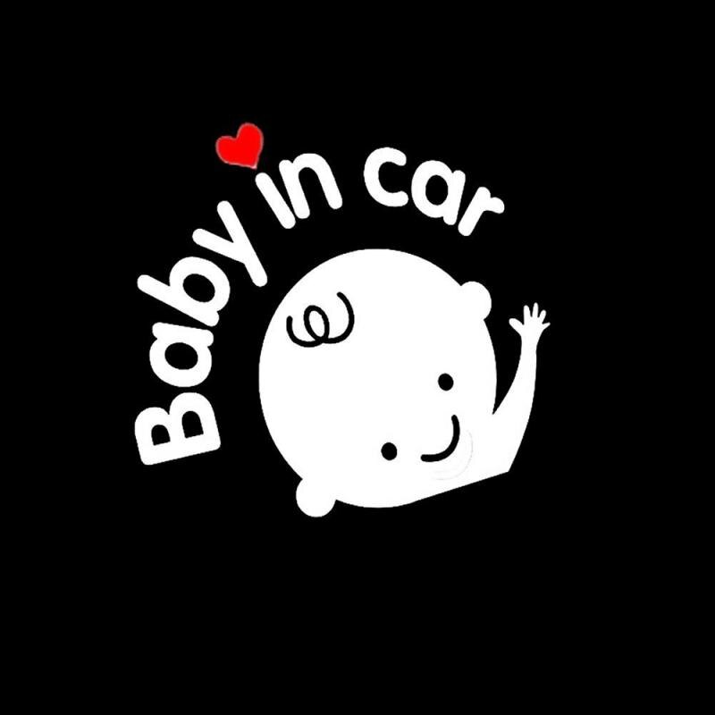 Funny Car Sticker 3D Cartoon Stickers Reflective Baby In Car Warning Safety Sign Car Sticker Baby On Board Sticker: A white