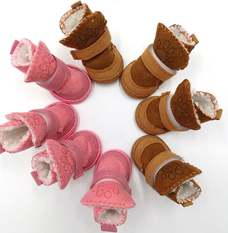 S-XXL scarpe invernali calde per cani 4 pz/impostato simpatici stivali per cani neve a piedi miscela di cotone cucciolo scarpe da ginnastica forniture per animali domestici