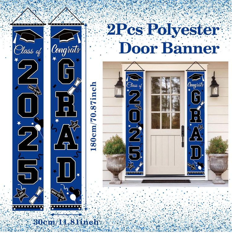 1pair Graduation Porch Sign Banner Large Congrats Grad Party Supplies Class of Decor Door Banner For Graduation Party