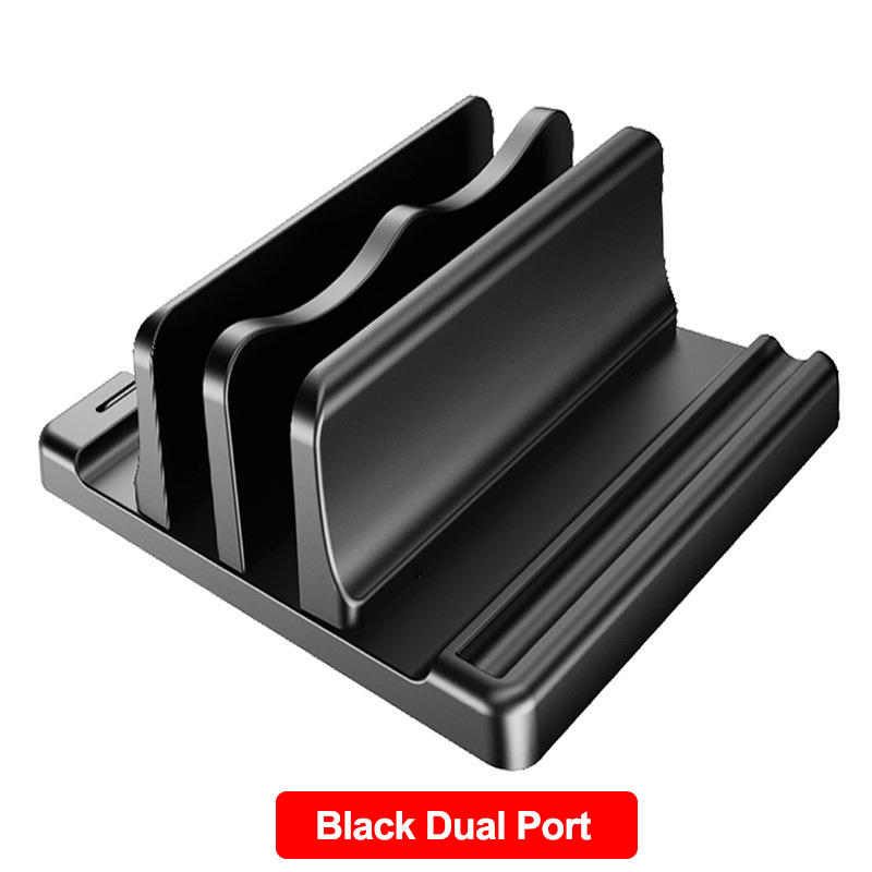 Vertical Laptop Stand, Laptop Holder With Adjustable Dock, ABS Single/Dual Slots Computer Holder Compatible With Tablet, Book: Red