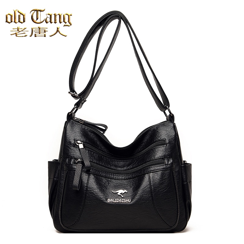 OLD TANG Winter Casual Pu Leather Solid Color Zipper Shoulder Bags for Women Autumn and Winter Brand Crossbody