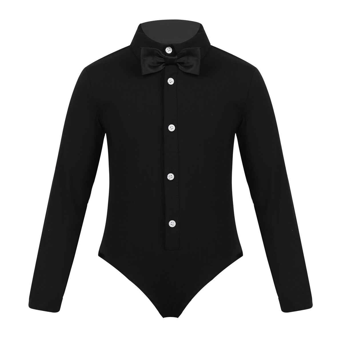 freundlicher Jungen Latein Tango Ballsaal Tanzen Hemd Art Trikot Karosserie Bowtie Strampler Shirt oben modern tanzen Kleidung Tragen Kostümich: Schwarz / 10