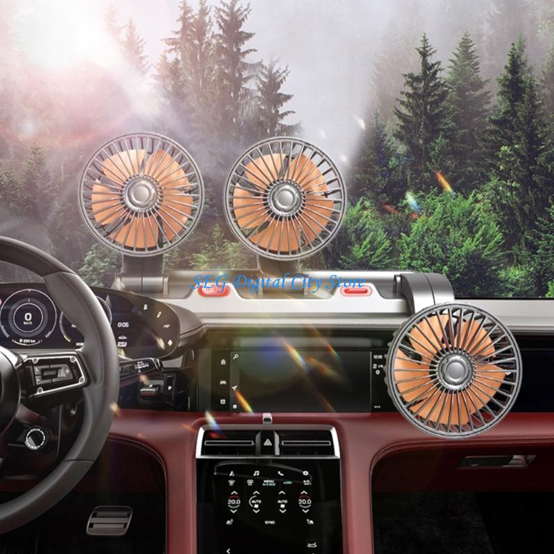 Ventilatore Auto - 360 Gradi Regolabile 3 Teste - Ventilatore Elettrico 5V/12V/24V