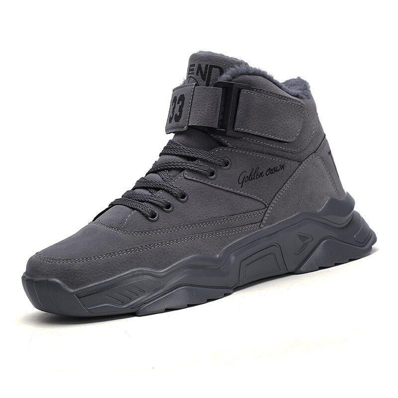 Sapatos masculinos inverno tênis com pele quente sapatos de neve plataforma de alta qualidade dos homens casual moda confortável sapatos zapatos de hombre: Cinza / 9,5