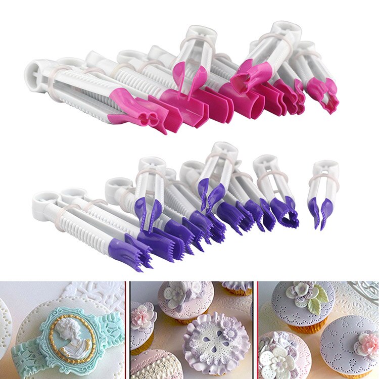 2 soorten fondant Embossing cake decorating gereedschap multifunctionele kant clip bakken tools voor gebak gebak fondant cutter: 2pcs All
