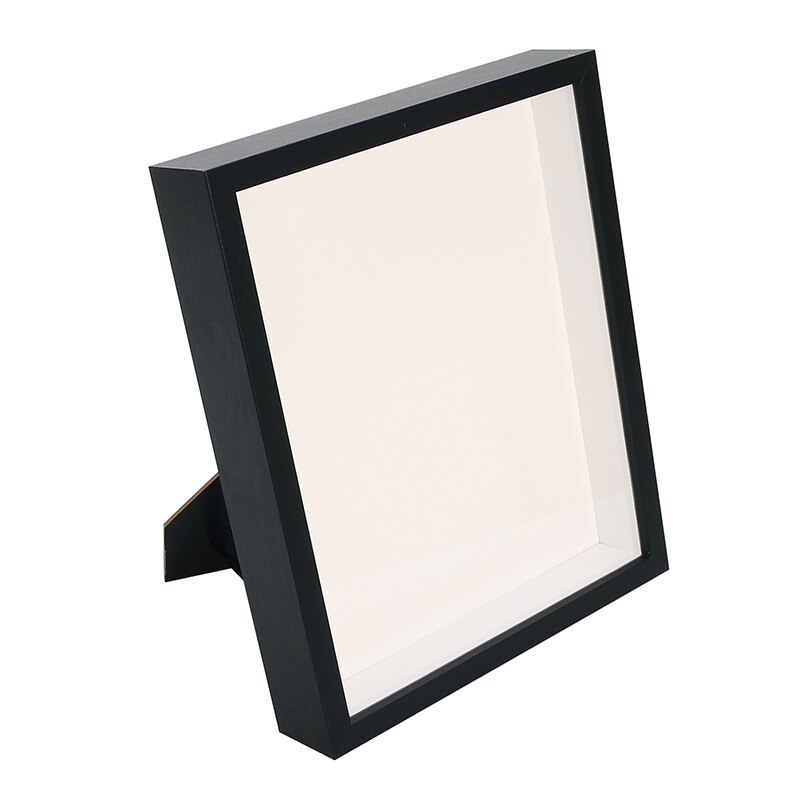 Marco de fotos hueco 3D de 10 pulgadas, marco de madera de espécimen, compartimento de almacenamiento, mariposa, Libélula, flor seca, de decoración del hogar: black