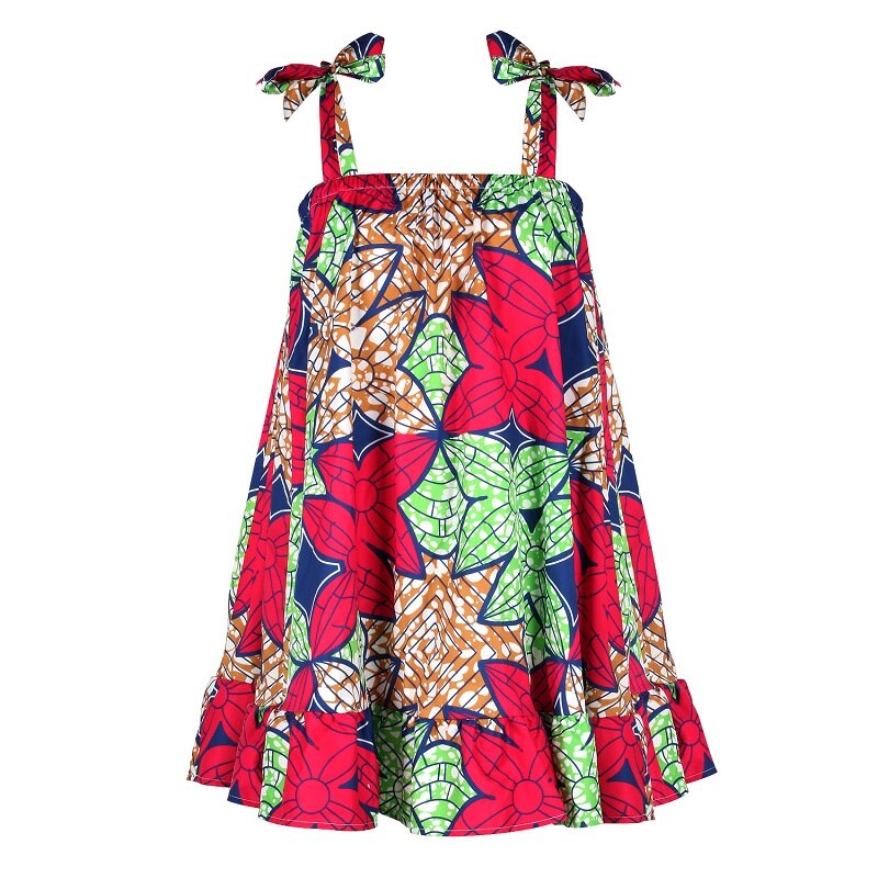 Plus Size African Dresses for Women Dashiki Bazin Ankara Slip Dress African Print Sleeveless Ruffle Midi Beach Dress: Green / M