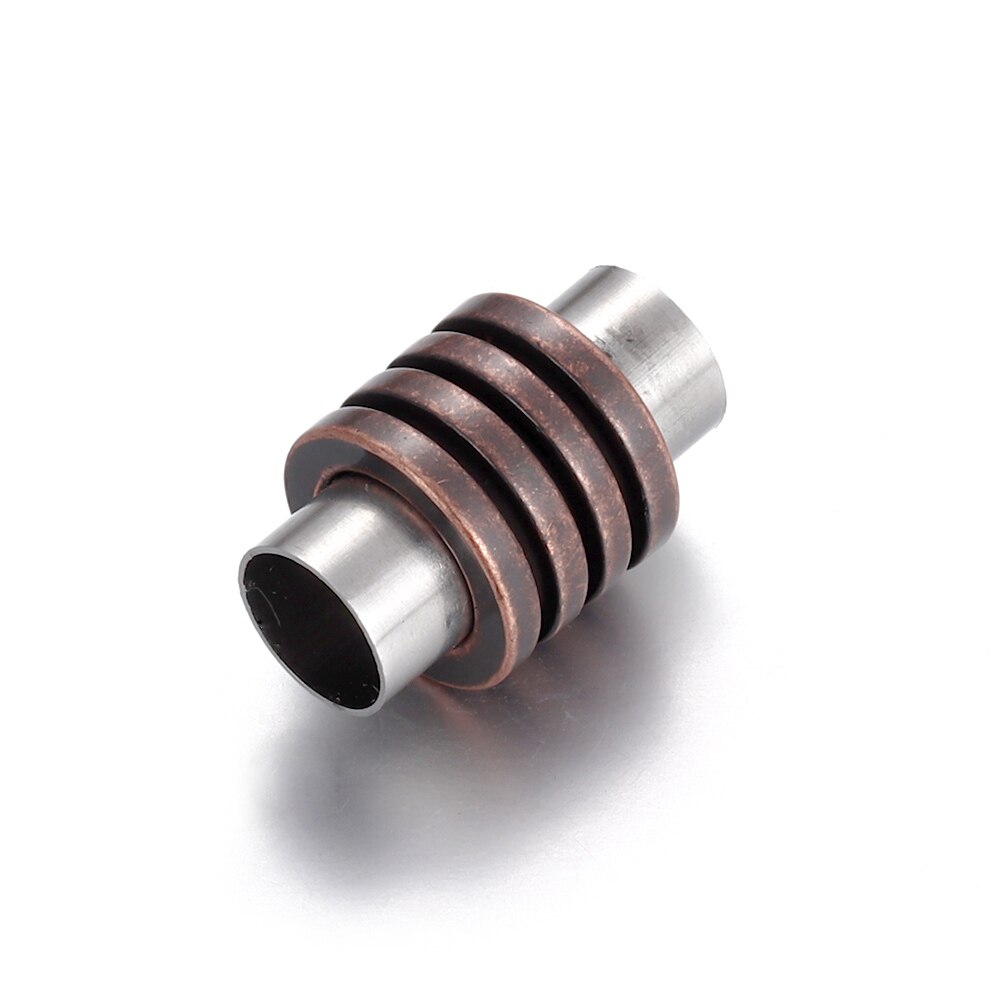 Stainless Steel Magnetic Clasps Column Hole 6mm Leather Cord Clasp Bracelet Magnet Buckle Closure DIY Jewelry Making Accessories: Red Brown