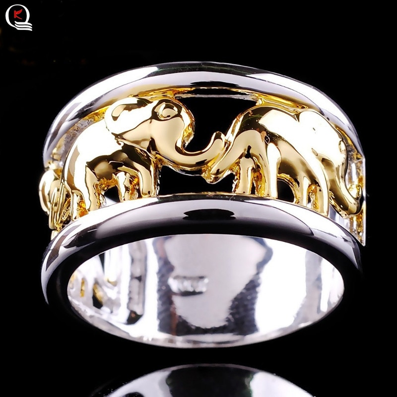 Trendy Stainless Steel Punk Ring For Men Gold Color Silver Plated Elephant Finger Ring Male Wedding Party Jewelry Anillos Bijoux