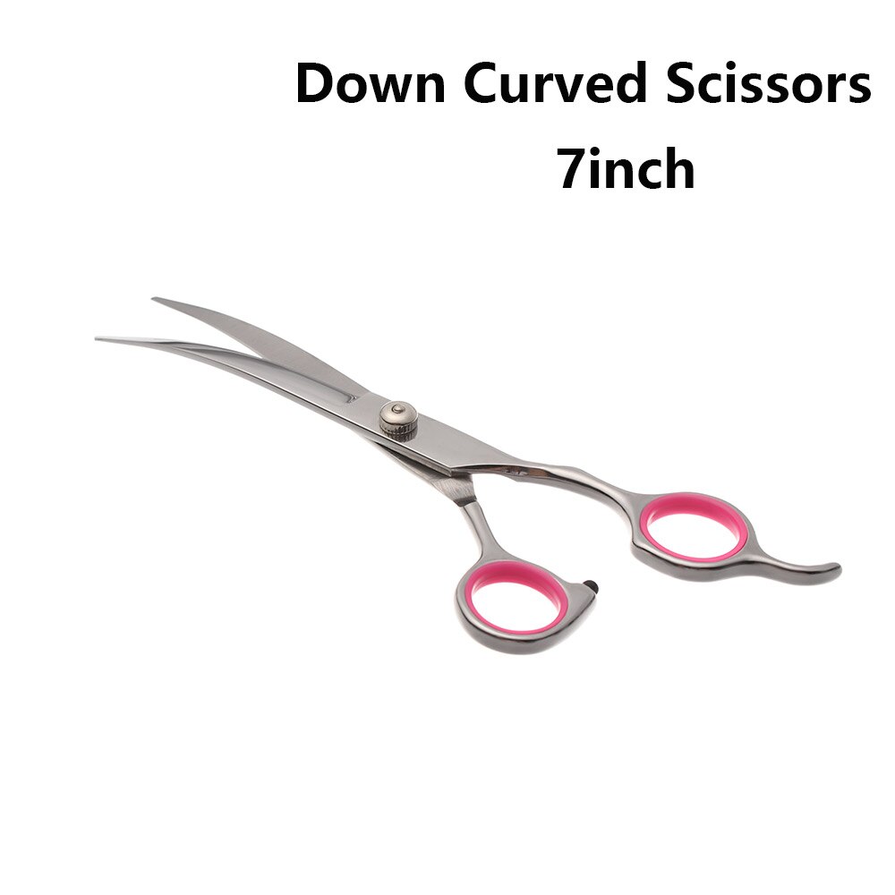Sharp Blades Stainless Steel Dog Grooming Thinning Scissors Thick Hair Fur Ear Face Coat Trimming Pet Shears: 7ich-Down Curved