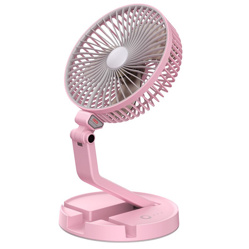 2600mAh/5200mAh Mini Portable Folding Table Lamp Fan USB Charging Table Light Fan Three Gears Wind Telescopic Fan: A pink