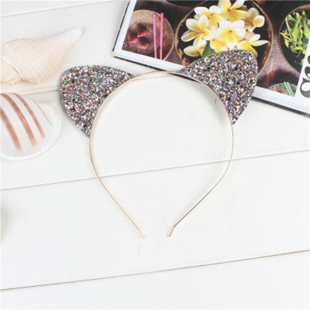 1pcs Cute Shiny Sequins Cat Ears Headband For Girl Cat Ears Hairband Kid Hair Accessories For Women Cartoon Headband: Multicolor