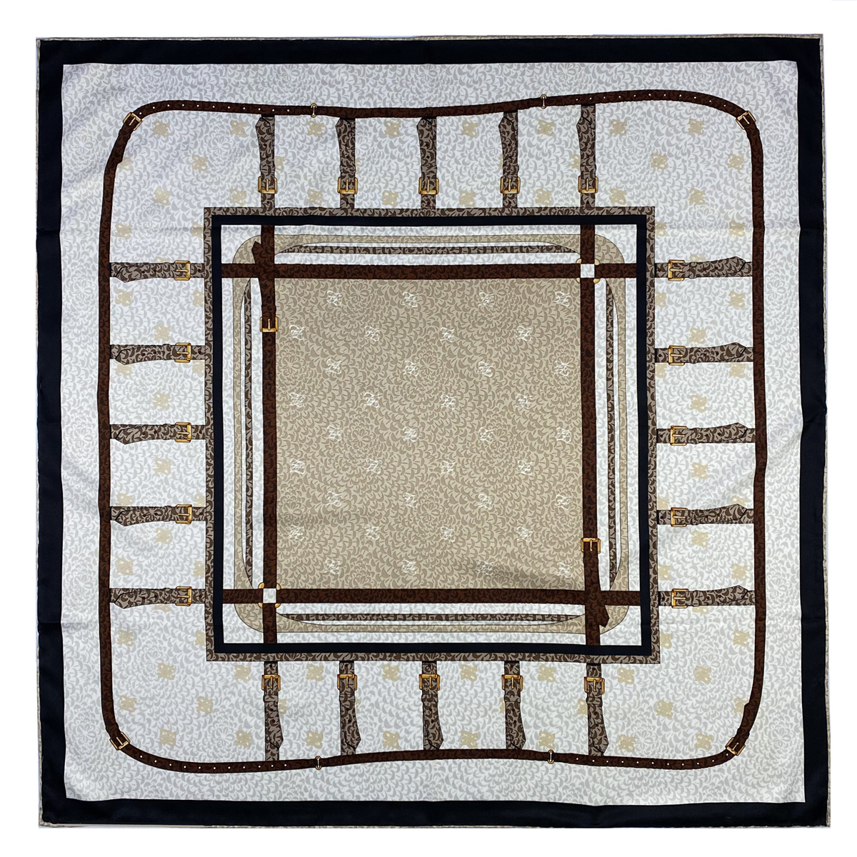 90Cm Drie Giraffen Hijab Sjaal Vrouwen Bandana Handgemaakte Gekruld Twill Zijde Vierkante Sjaal Luxe Foulard Hoofd Sjaals Sjaal