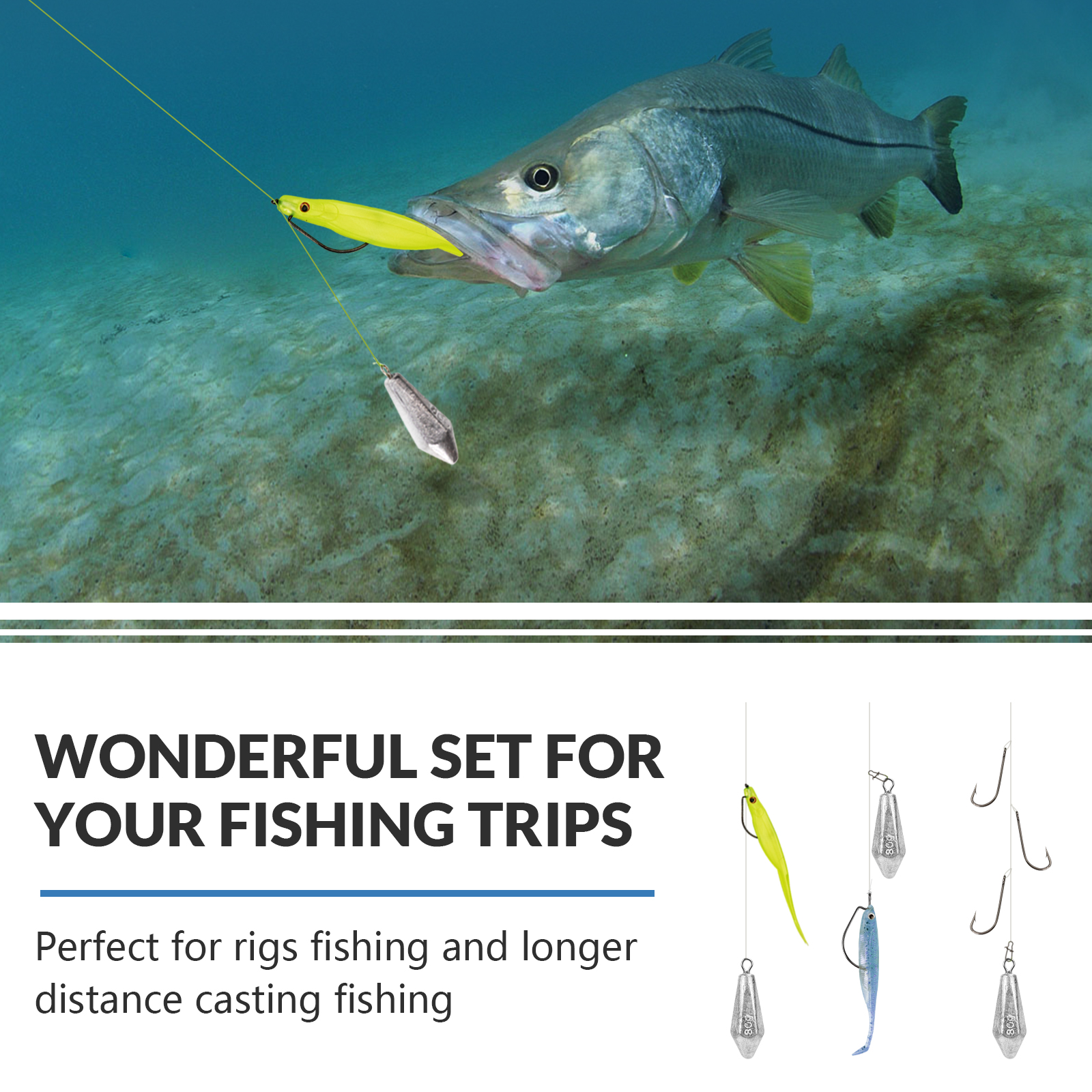 Kit de plomos de pesca de 100g, 6 uds., 20g-80g, pesos de pesca, forma Hexagonal, fundición, tiro de gota, peso largo y aerodinámico