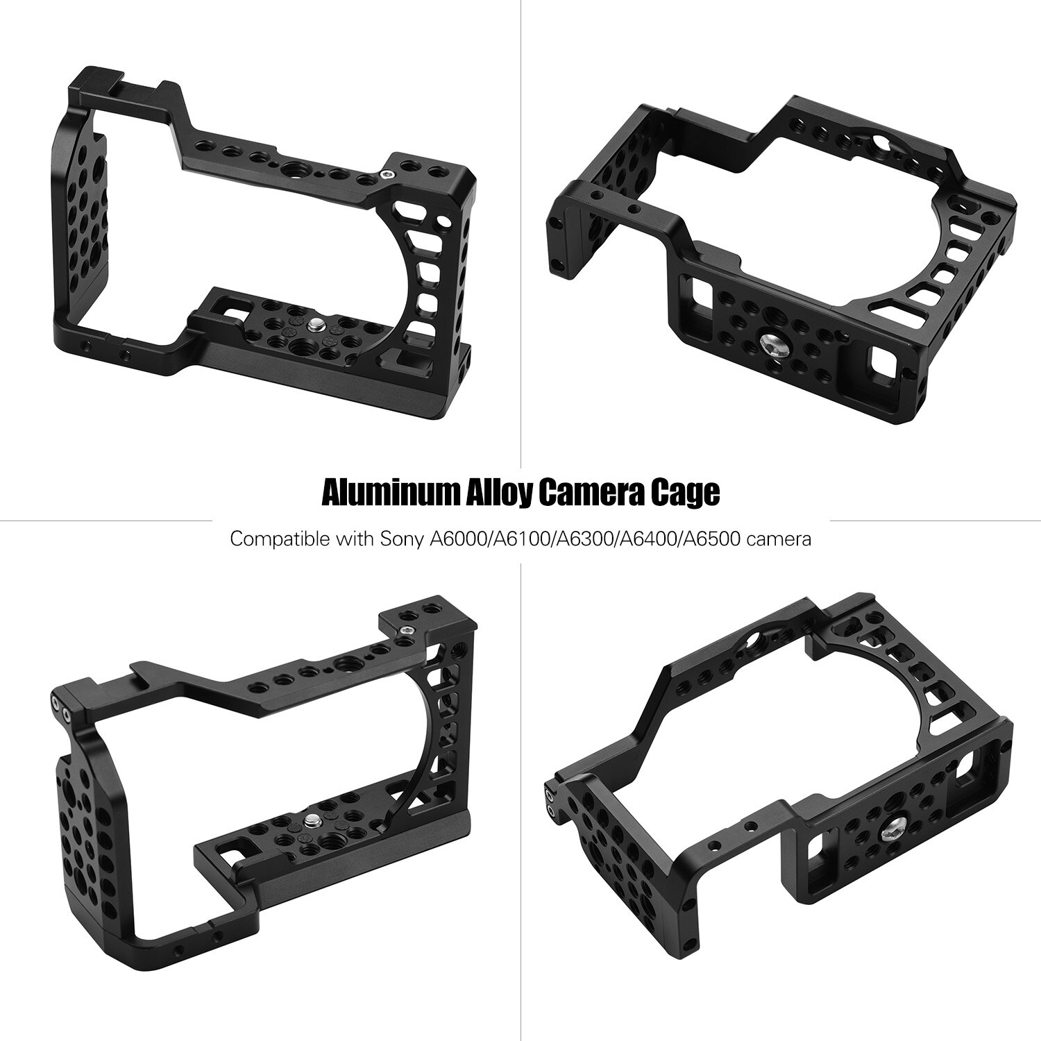 Aluminium Camera Cage Rig Met Koud Shoe Mount 1/4 3/8 Schroefgaten Voor Sony A6000/A6100/A6300/A6400/A6500 Camera &#39;S