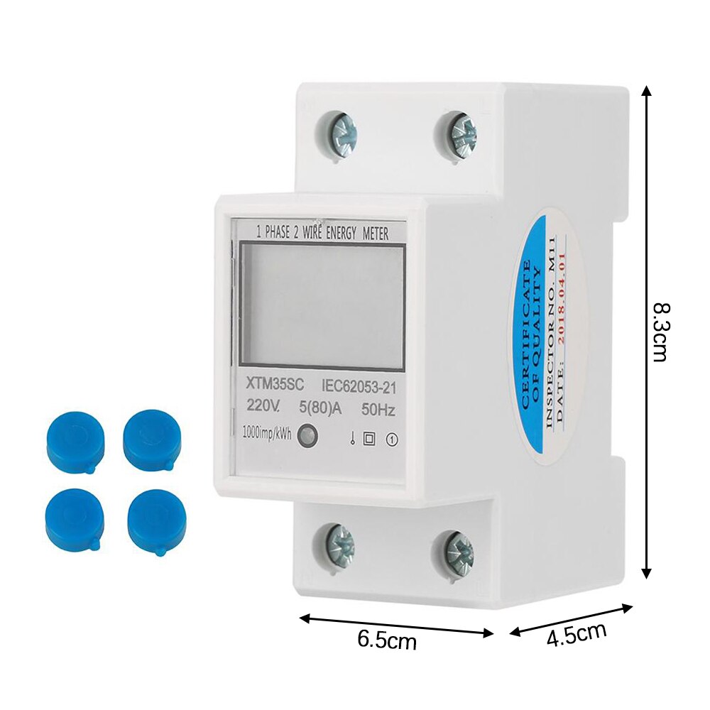 XTM35SC 220V 5(80)A Digital 1 Phase 2 Wire Din-Rail Energy Meter 2P DIN-Rail Electronic Energy KWh Meter Accuracy Class 1