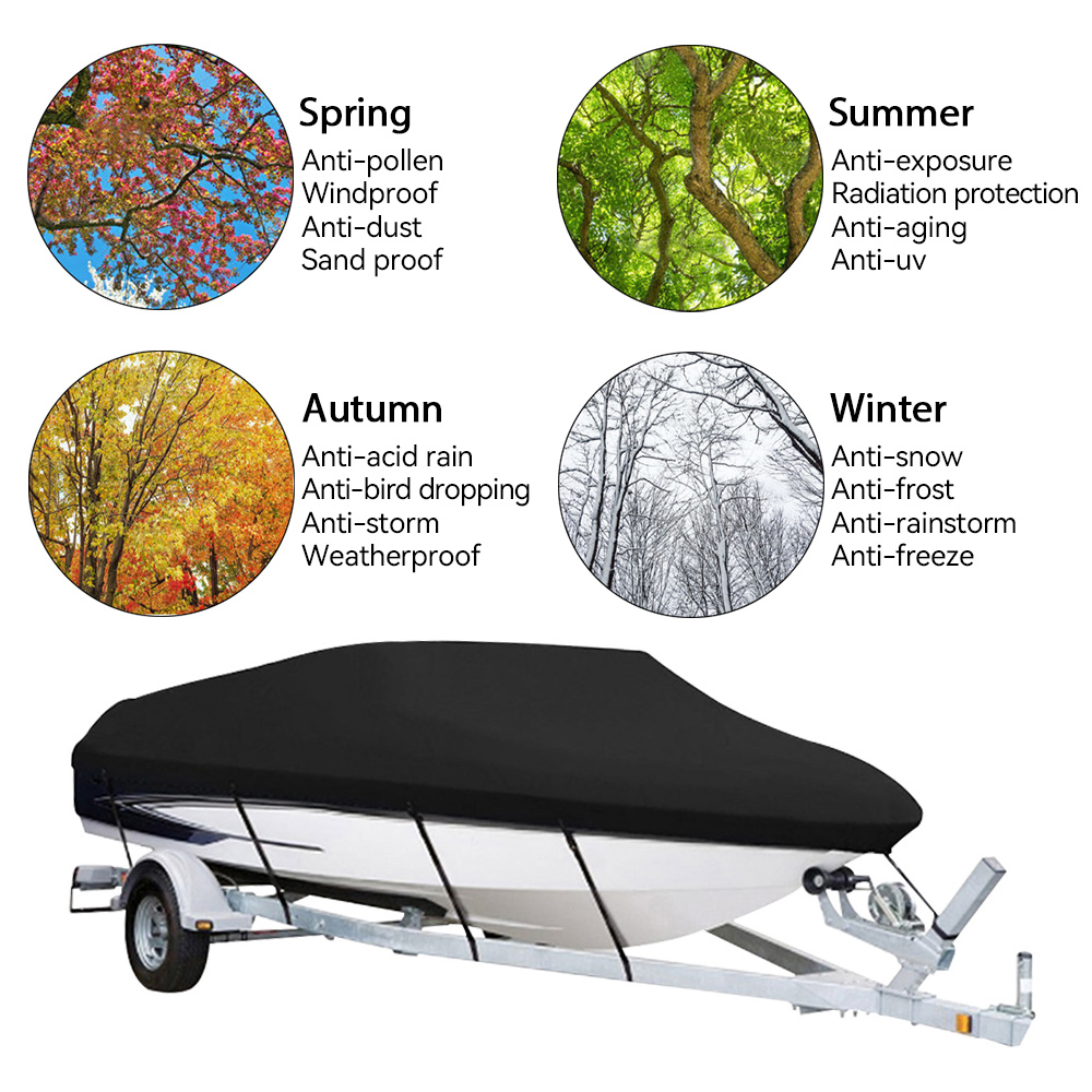 Boat Cover 190T 14-22FT Yacht Boat Cover Anti-UV Waterproof Outdoor Protection Heavy Duty Marine Fishing Speedboat