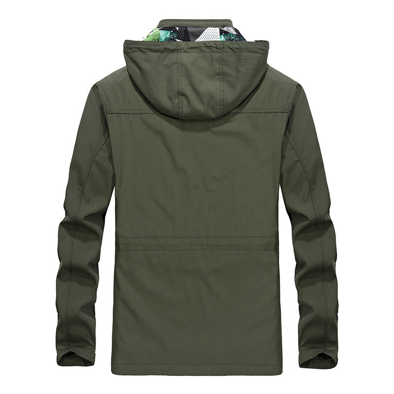 Men's spring and autumn one-piece camouflage hooded windproof waterproof windbreaker