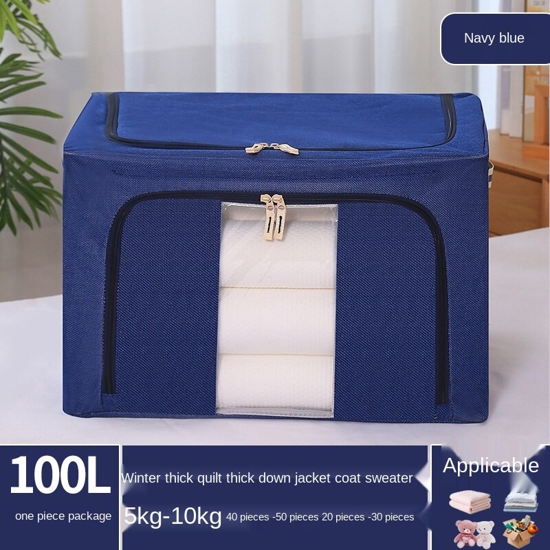 Super large cotton and linen storage box fabric clothing finishing box box folding storage bag household wardrobe artifact: white