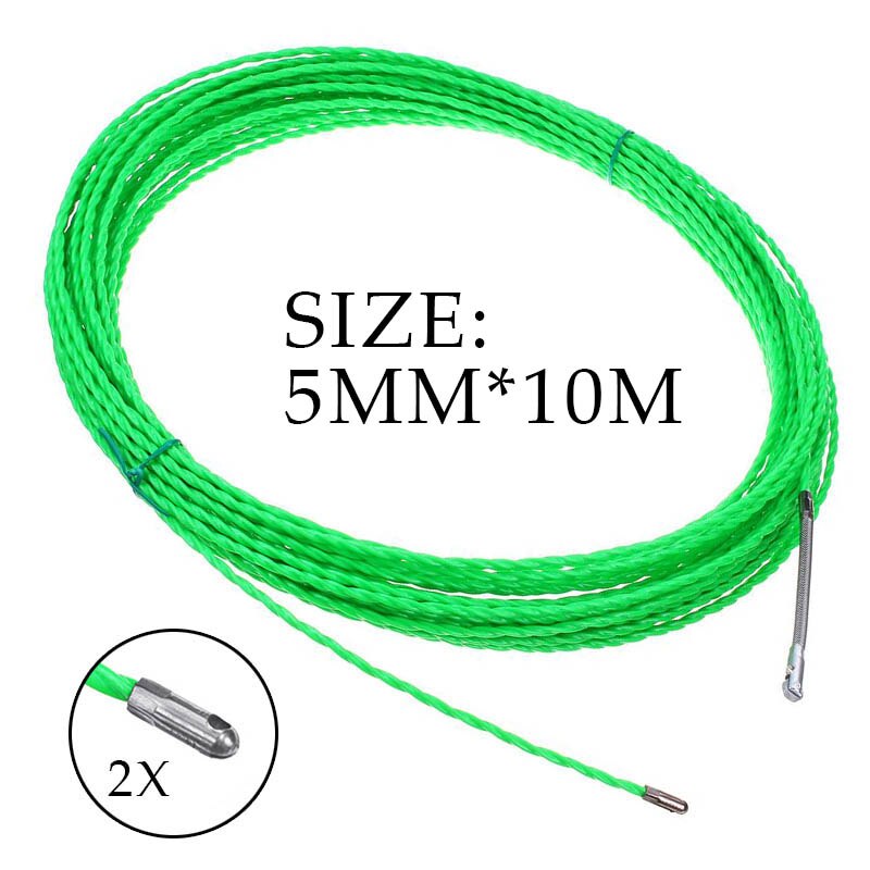 5 Om 50 Meter 5Mm Groene Glasvezel Kabel Push Trekkers Duct Rodder Vis Tape Draad Pom Vis Gelijkspel Tape elektrische Kabel Puller: 10M