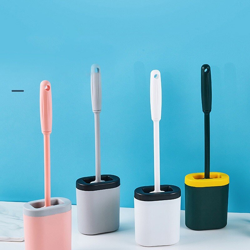 Silicone Toilet Brush Soft Bristle Toilet Brush Holder Set Accessories Cleaning Tool Durable Plastic Rubber