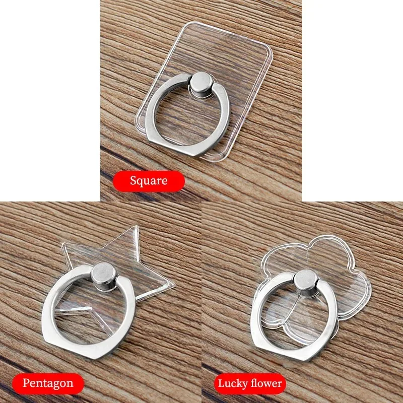 Transparent Cell Phone Ring Holder Stand 360° Degree Rotation Clear Finger Grip Kickstand Compatible iPhones or Phone Case: Red