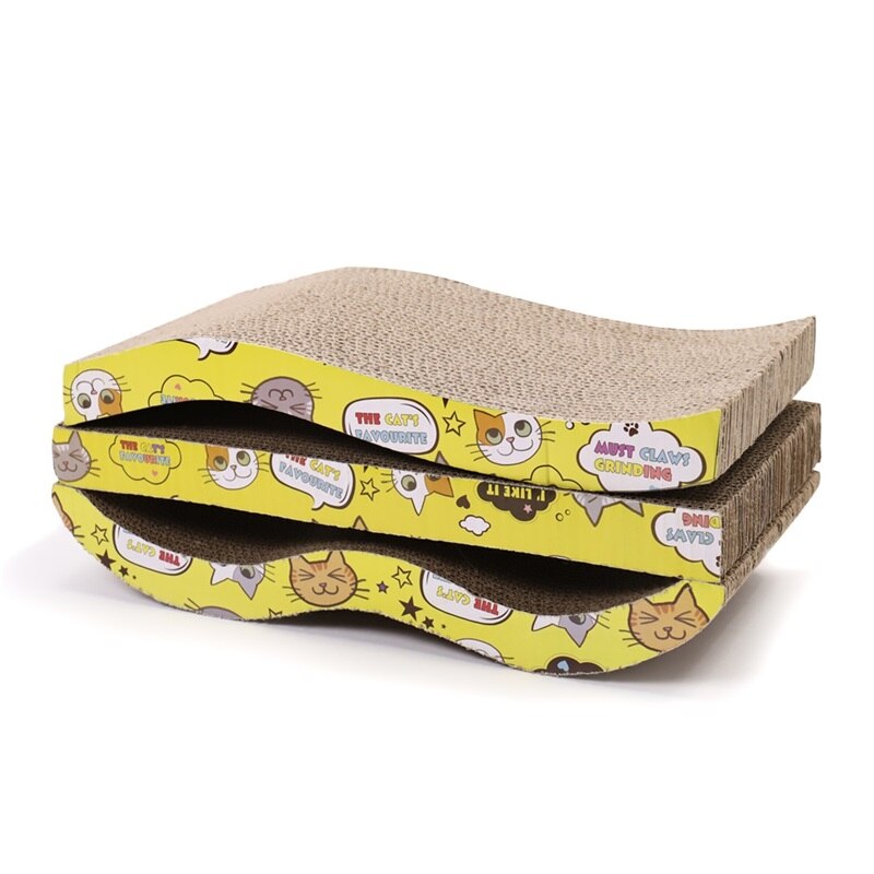 Big-size Cat Scratch Board 4 Shape Cat Toy Double-sided Durable Pet Scratcher Pad Bed Mat with Catnip Toy Claw Care