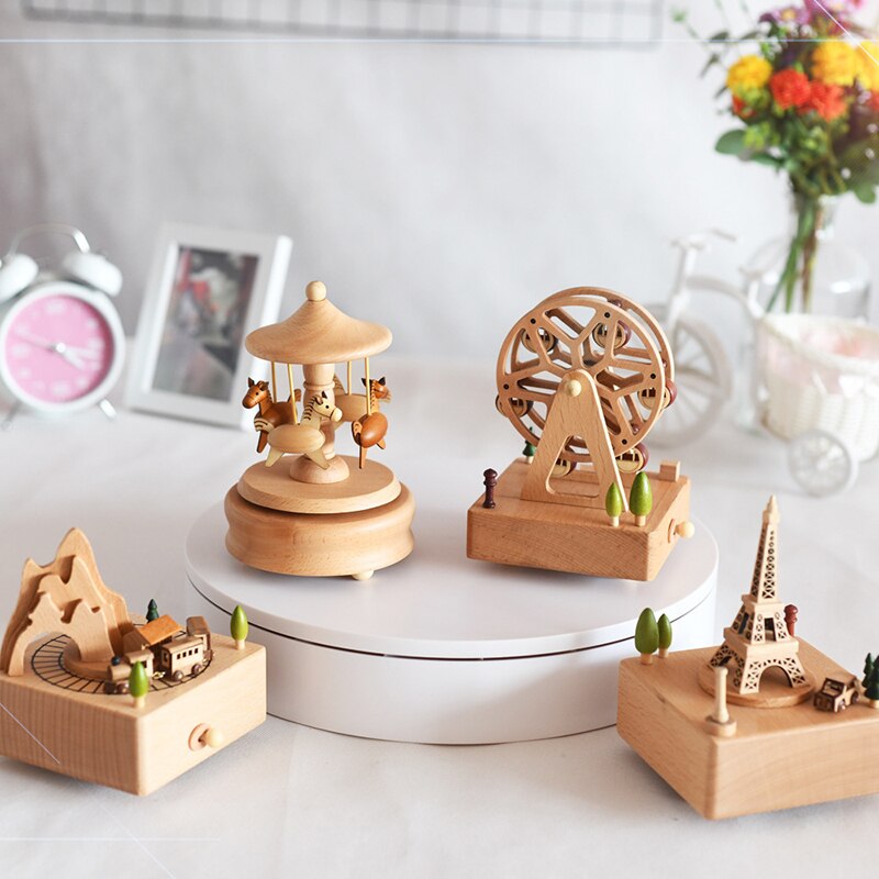 Wooden Music Box Musical Wooden Boxes Birthday Music Box Christmas Home Decoration Accessories