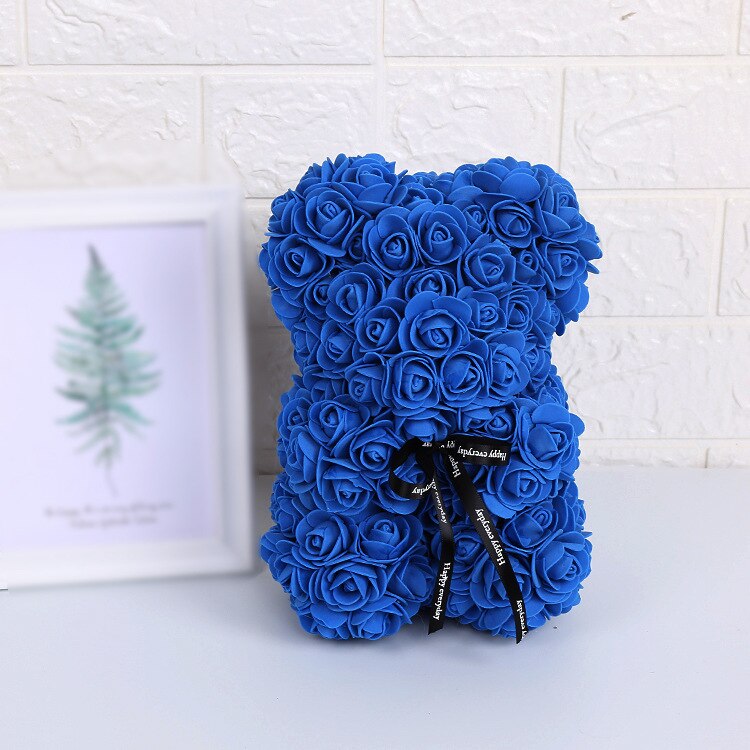 Rose Bear - Rose Teddy Bear on Every Rose Bear -Flower Bear Perfect for Anniversary's,Rose Bear, Mothers, Rose Teddy Bear: Navy blue