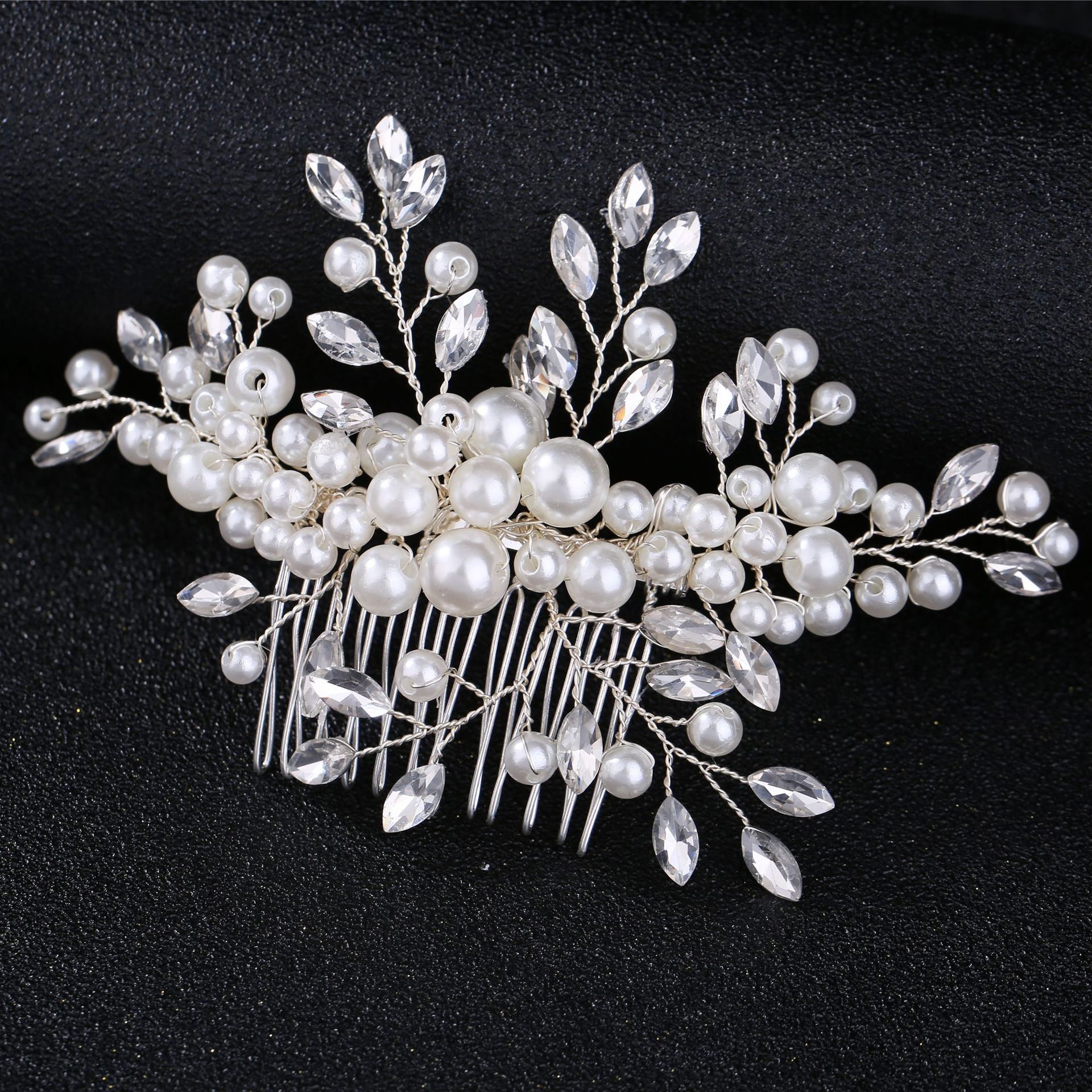 Peineta para el pelo de boda, horquillas y pinzas para el pelo de perlas para mujer, tocado de novia con diamantes de imitación, accesorios de joyas para el cabello de novia, 2025