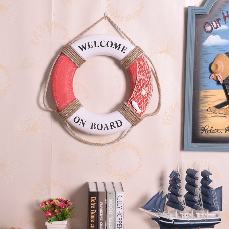 Red de pesca de algodón estilo mediterráneo, decoración náutica para el hogar, barra salvavidas, sala de estar, 30CM