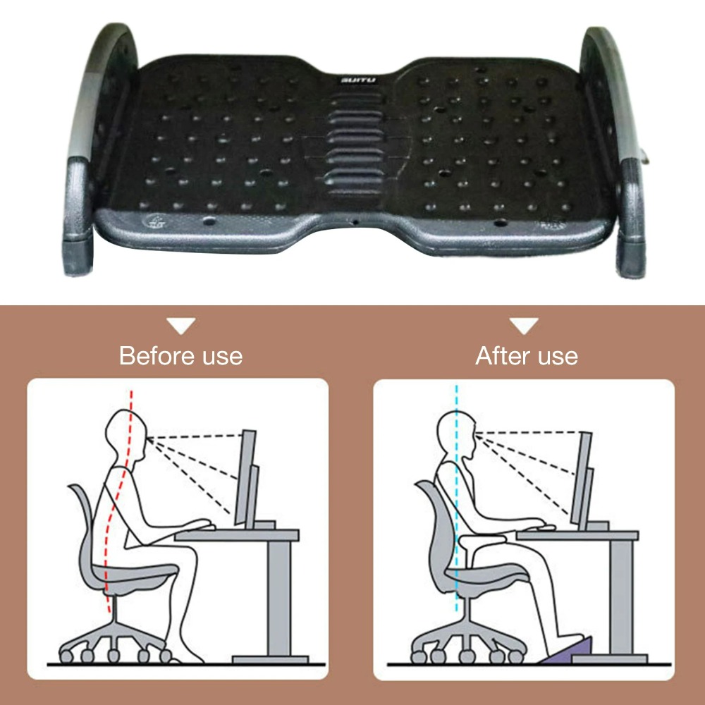 Fodstøtte til under skrivebordet på arbejdet, ergonomisk fodskammel afslappende fodmassageapparat, benstøtte til stol, rystbar og aftagelig fodstøtte