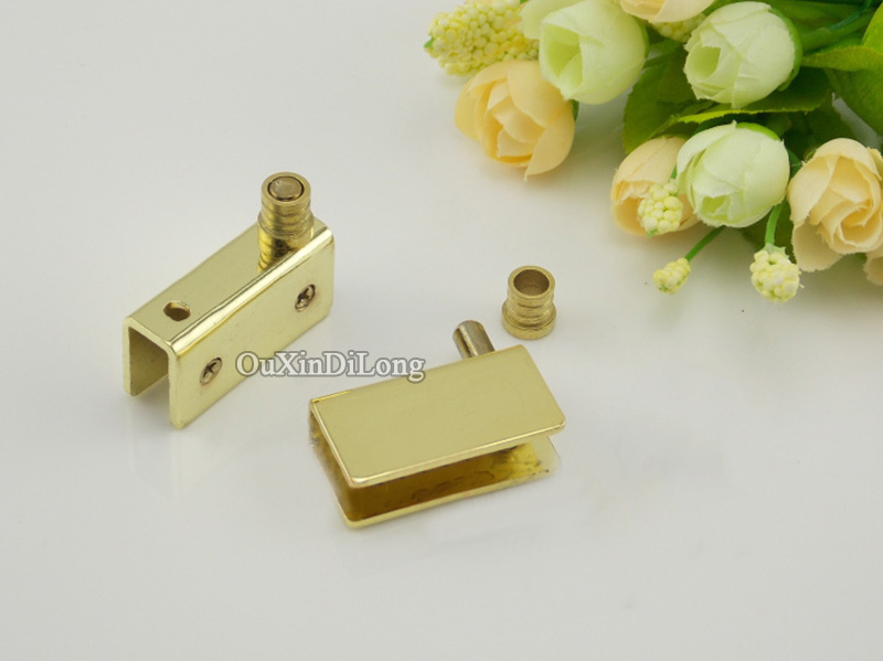 Mærke 5 par rustfrit stål glasdør drejelige hængsler installere op og ned glas hængsler faste klemmer klip guld til 5 ~ 8mm glas