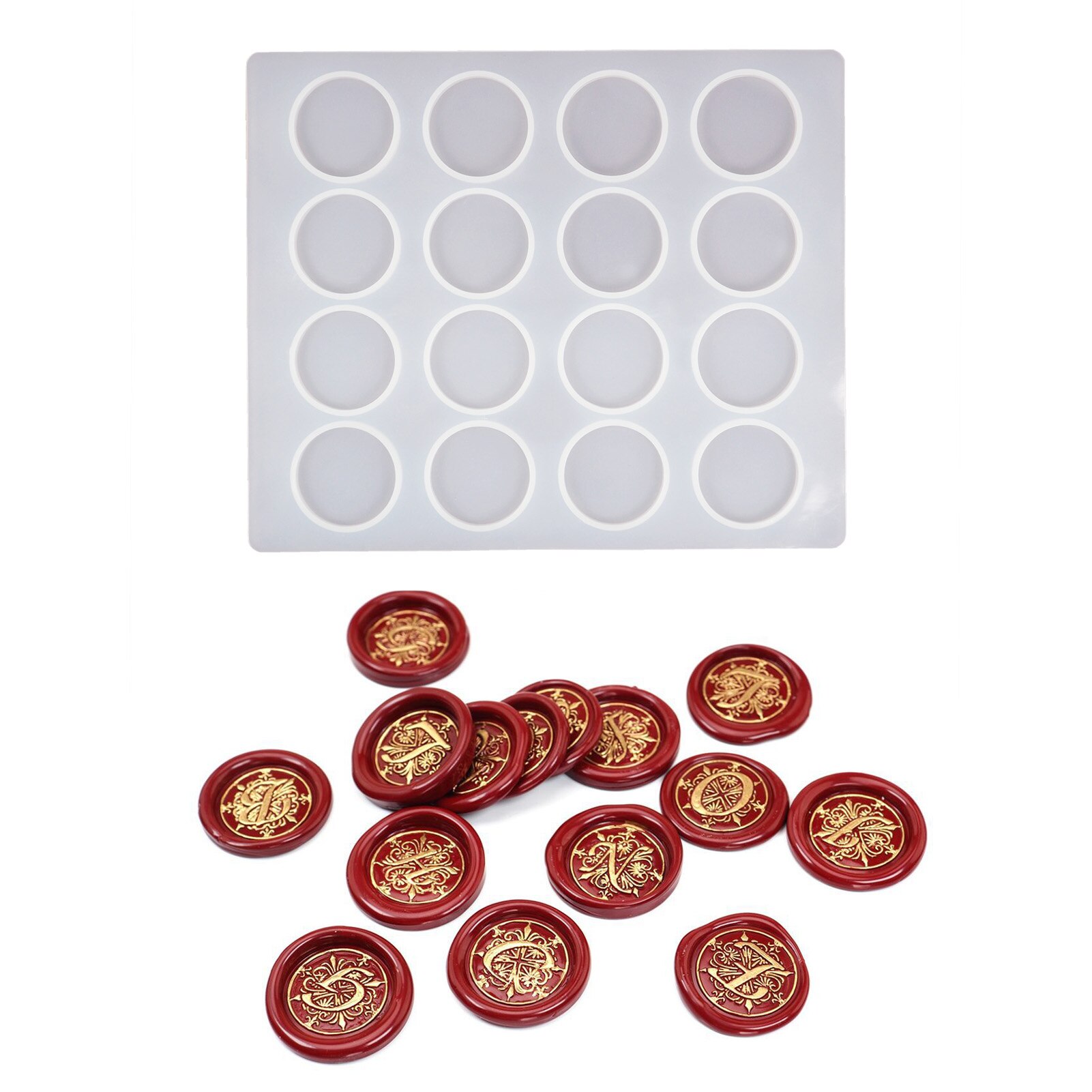 Tapis en Silicone pour sceau de cire, tampon de cire facile à nettoyer, moule de scellage de cire à 16 cavités pour le bricolage