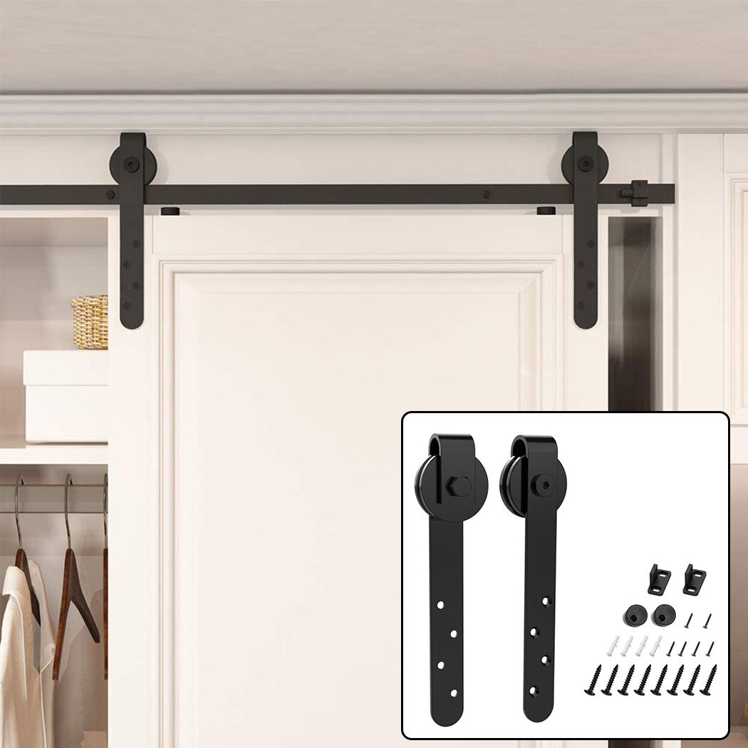 Mini Schuifdeuren Schuur Deur Hardware Kits Top Mounted Opknoping Rail Hanger Spoor Staal Closet Deur Roller Rail Voor Enkele Deur