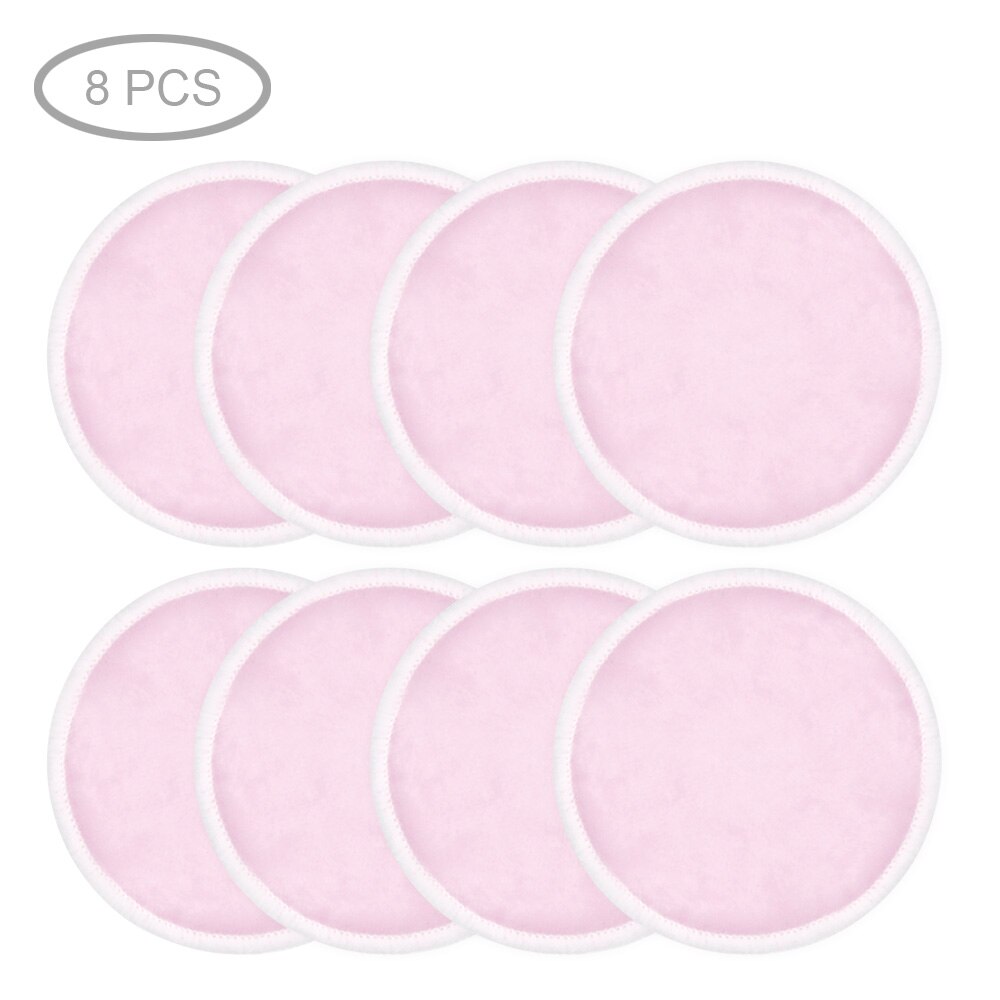 Toallitas limpiadoras reutilizables de algodón para maquillaje, desmaquillantes, lavables, de tres capas, de bambú suave con bolsa de lavandería de malla, herramienta de maquillaje: 8pcs Pink