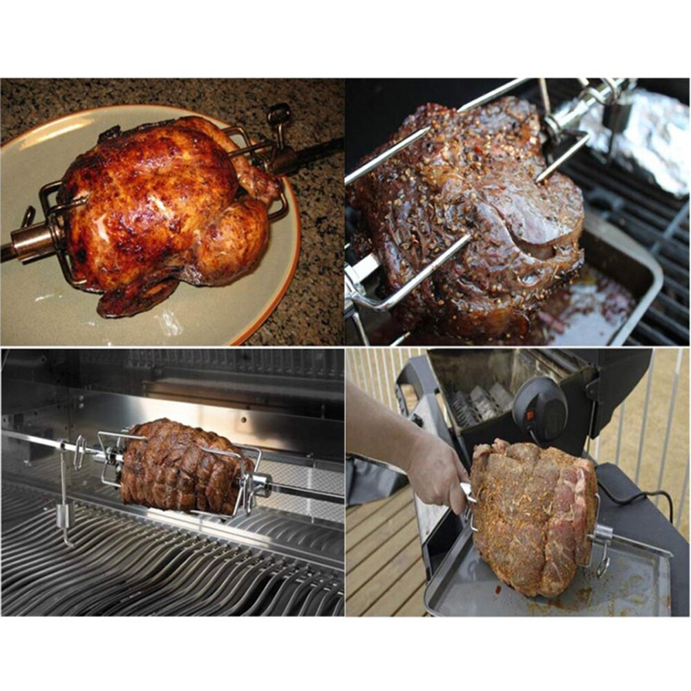 2pcs/set Rotisserie BBQ Forks Stainless Steel Spit BBQ Forks Charcoal Chicken Grill Rotisserie Meat Fork BBQ Tool
