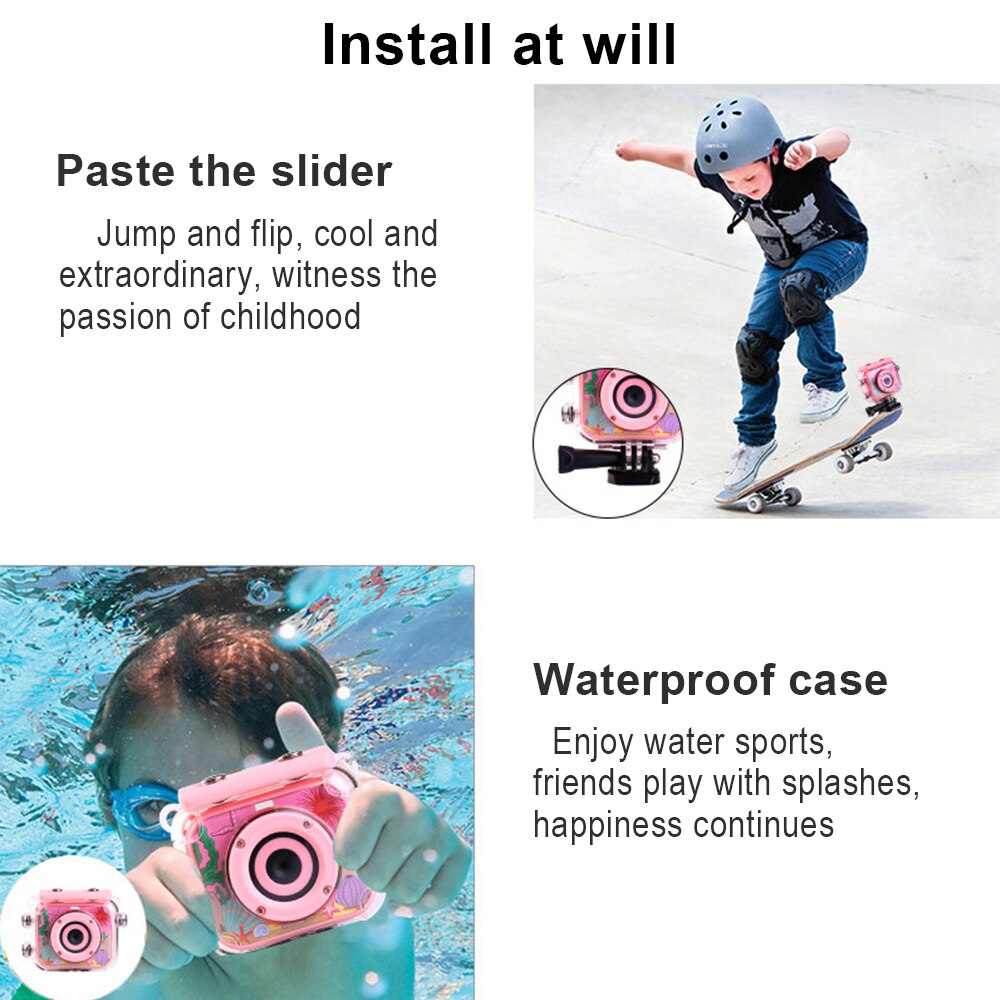 Capsaver fotocamera per bambini 1080P telecamera sportiva supporto impermeabile TF Card 1600M pixel con schermo da 2 pollici per foto Video portatile
