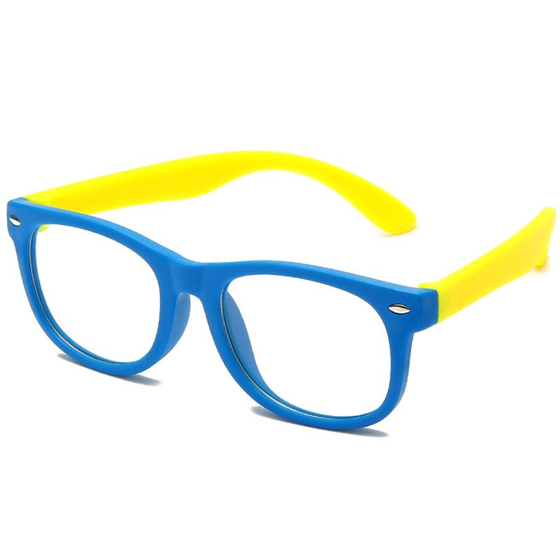 Anti blue Light Kids Glasses Children Square Optical Frame Eyeware Boy Girls Square Computer Transparent Eyeglasses UV400: blue yellow