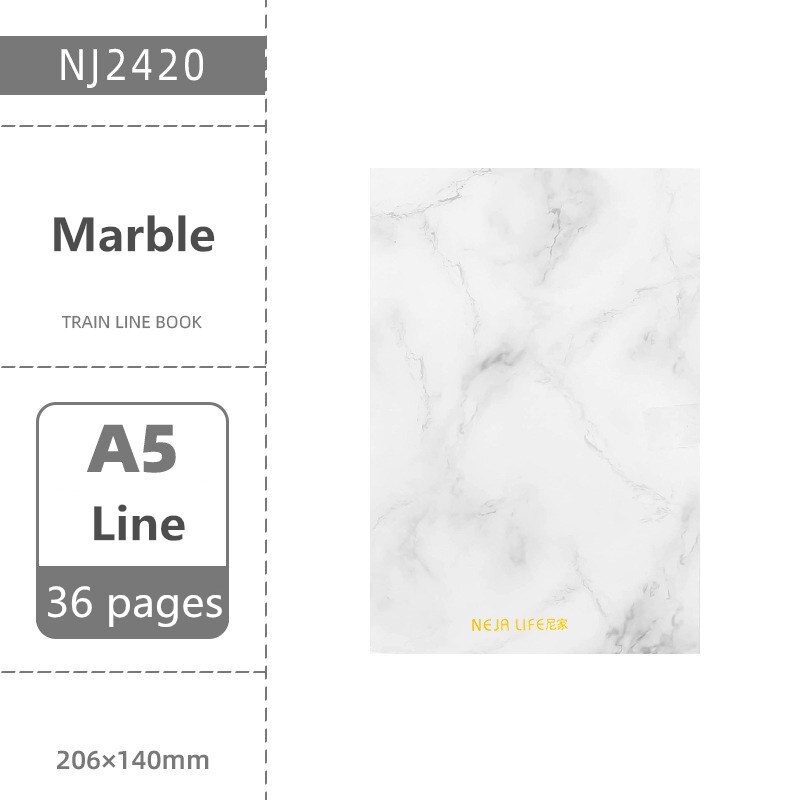 A5 Marble Soft Planner Notebook A5 B5 Grid Line Blank School Notepad Journal Kawaii Time Daily Plan Schedule Book Stationery: A5 Line