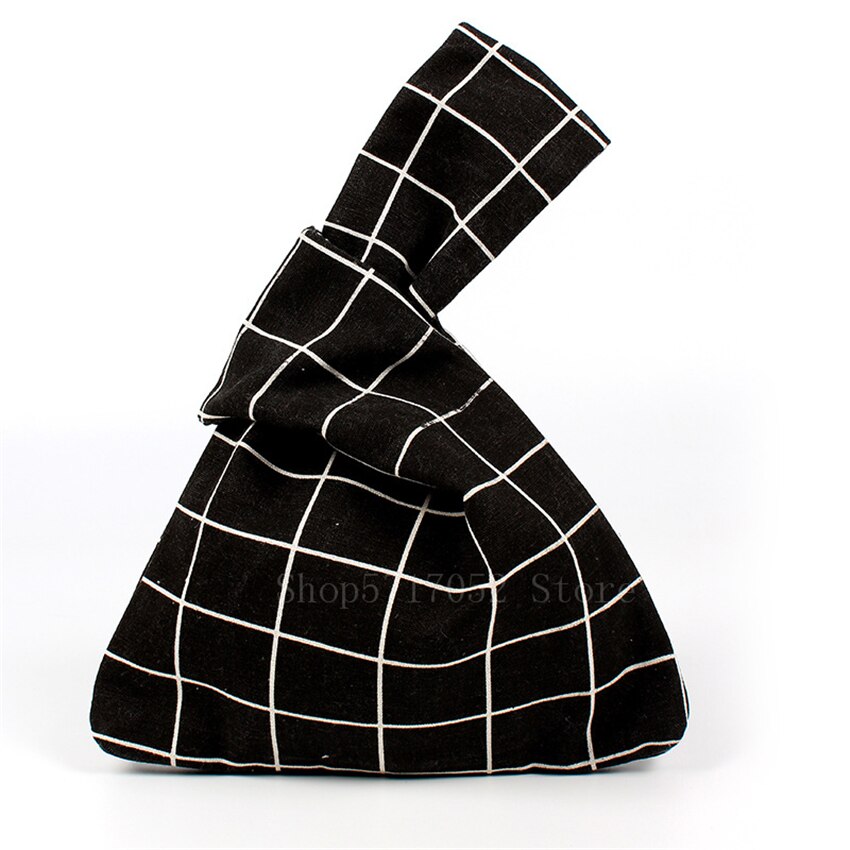 Bolsa de estilo japonés a rayas para la muñeca, bolso portátil con nudo pequeño, bolsa estampada para estudiantes, bolsas delicadas de algodón para el almuerzo, 1 ud.: Color8