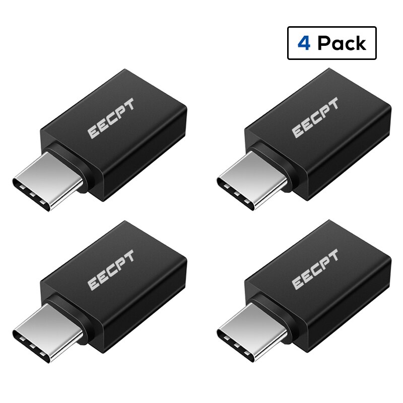 EECPT 10 Pack USB OTG Type C Adapter USB C to USB 3.0 OTG Cable Type-C Adapter Connector for Macbook Samsung S10 S9 Huawei P20: 4 Pack Black