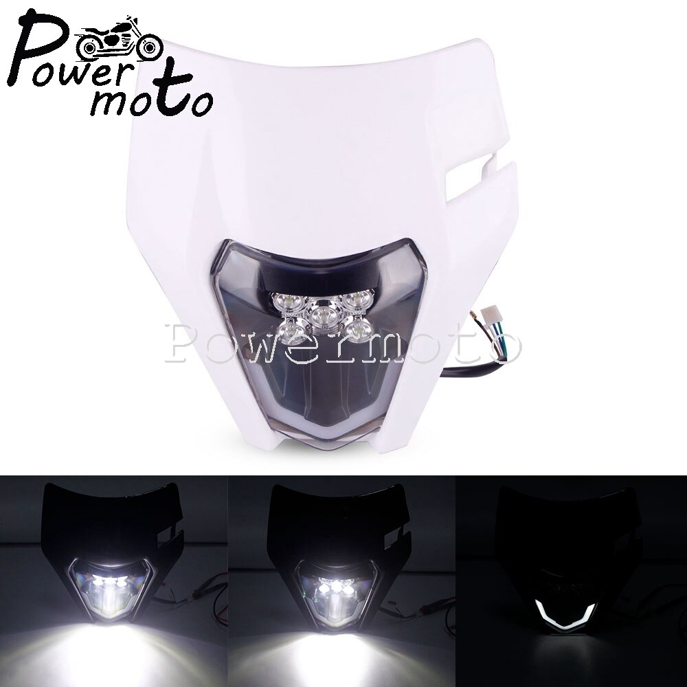 Enduro MX Dirt Bike Hi/Lo Beam Headlamp LED Headlight Mask For EXC EXC-F XC-W 250 300 350 450 500 690 SMC Enduro FREERIDE 250: 056 white